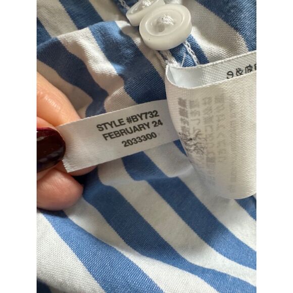 J.CREW Étienne oversized shirt in striped cotton poplin, Blue/White, Size L - Picture 7 of 8